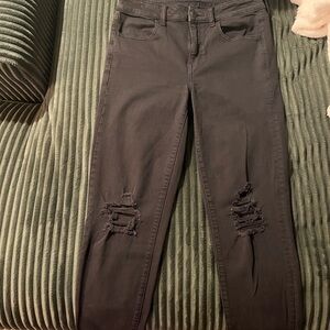 American Eagle Outfitters Charcoal Distressed Skinny Jeans